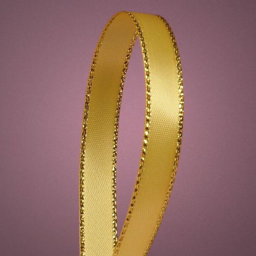Light Gold Satin Ribbon with Gold Edges, 3/8