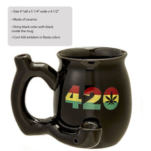 Load image into Gallery viewer, 420 MUG PIPE BLACK WITH RASTA COLORS Roast &amp; Toast Mug Cool Trendy Gift Party Fashioncraft
