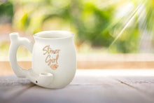 Load image into Gallery viewer, STONER GIRL WHITE WITH GOLD IMPRINT MUG ROAST &amp; TOAST Pipe MUG Gift Party Fashioncraft
