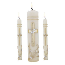 Load image into Gallery viewer, CB Church Supply Hand Crafted Wedding Candle Set by Will & Baumer, Set of 3, Ornate Cross - AT TEN Distribution