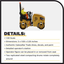 Load image into Gallery viewer, Diecast Masters 1:50 Scale Caterpillar CB - 2.7 Utility Compactor | High Line Series Cat Trucks & Construction Equipment Model 85593 - AT TEN Distribution