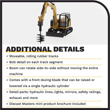 Load image into Gallery viewer, Diecast Masters CAT Caterpillar 308 CR Next Generation Mini Hydraulic Excavator with Work Tools and Operator High Line Series 1/50 Model 85596 - AT TEN Distribution