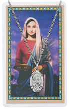 Load image into Gallery viewer, Saint Lucy 7/8 - inch Pewter Medal Pendant Necklace with Holy Prayer Card - AT TEN Distribution