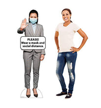 Load image into Gallery viewer, Advanced Graphics Social Distance Mask Standee Female Life Size Cardboard Cutout Standup - AT TEN Distribution