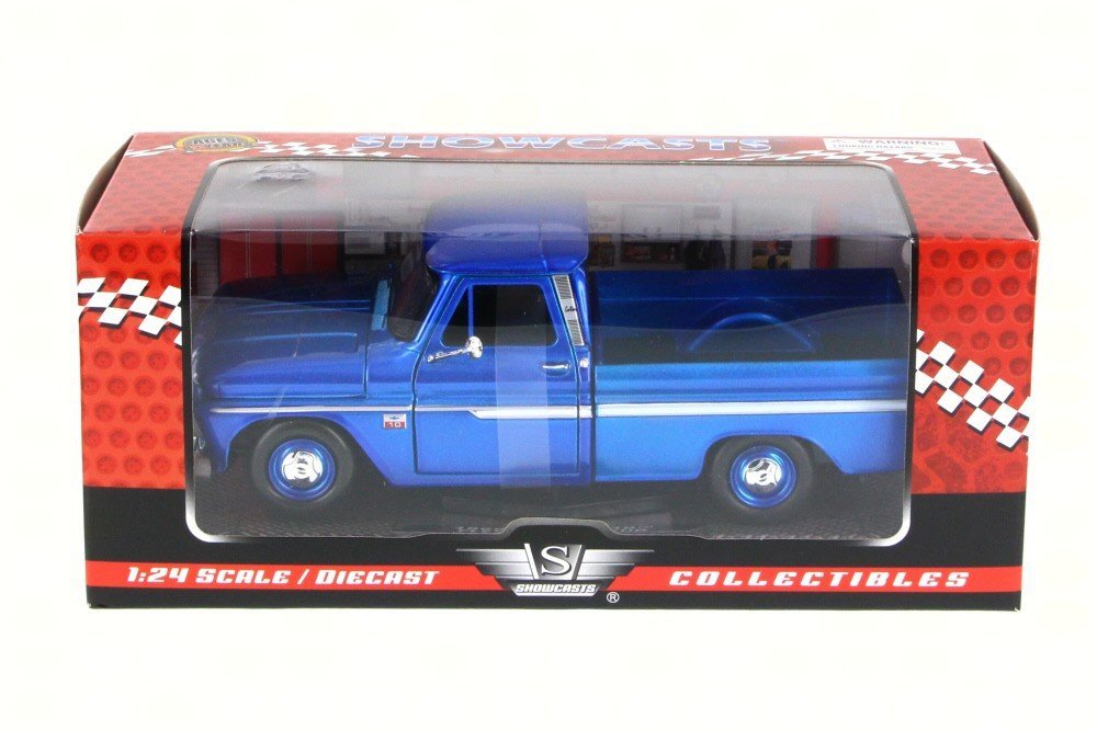 1966 Chevy C10 Fleetside Pickup Truck, Dark Blue - Motormax 73355 - 1/24 Scale Diecast Model Toy Car, unisex - children - AT TEN Distribution