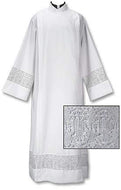 Latin Cross and IHS Lace Front Wrap Alb.100% Polyester.Size X- Small