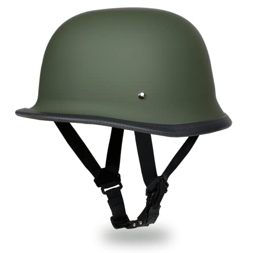 Daytona Helmets Half Shell German Motorcycle Helmet â€“ DOT Approved [Military Green] [S]