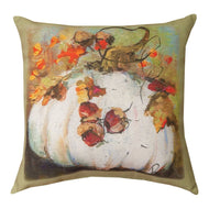 4” Olive Green and White Pumpkin Square Pillow - AT TEN Distribution