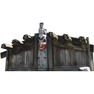 H49923 Pacific Northwest Coast Longhouse Totem Pole Indigenous Tribe Shelter Cardboard Cutout Standee Standup