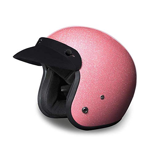 Daytona Helmets 3/4 Shell Open Face Motorcycle Helmet – DOT Approved [Pink Metal Flake] [M]