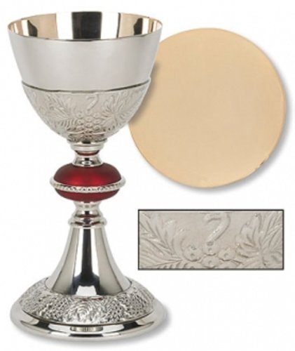 Grape Patterned Chalice and Paten Set