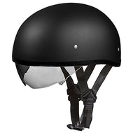 Daytona Helmets Half Skull Cap Motorcycle Helmet W/ Inner Shield DOT Approved [Dull Black] [L]