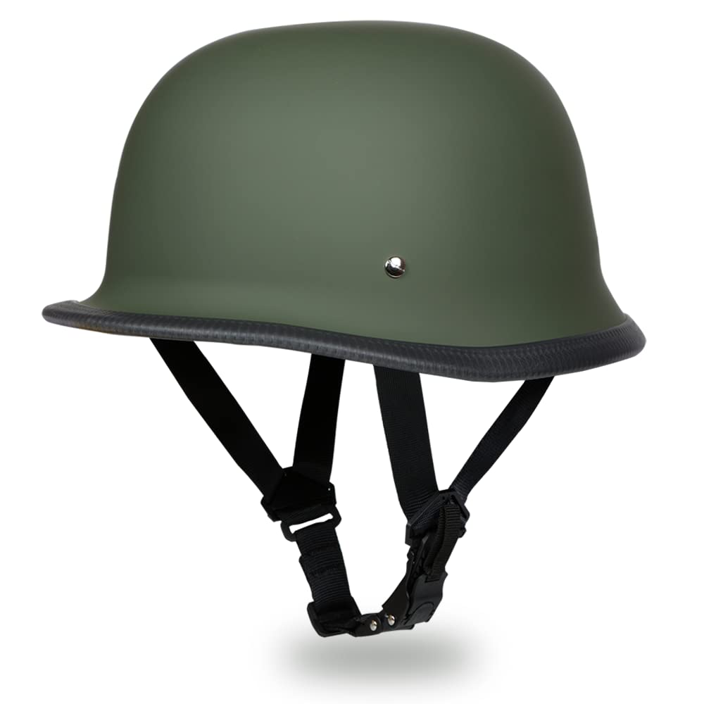 Daytona Helmets Half Shell German Motorcycle Helmet â€“ DOT Approved [Military Green] [XS]