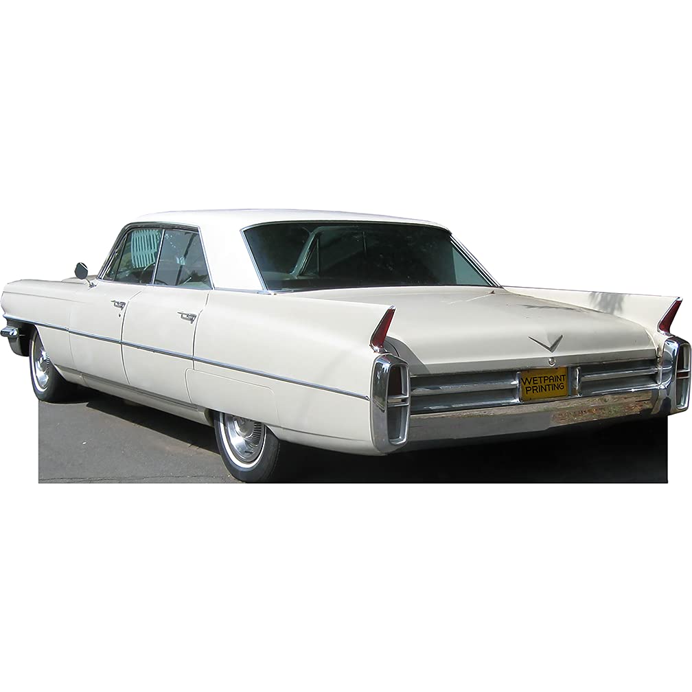H20233 White Car Back Rear Angle Cardboard Cutout