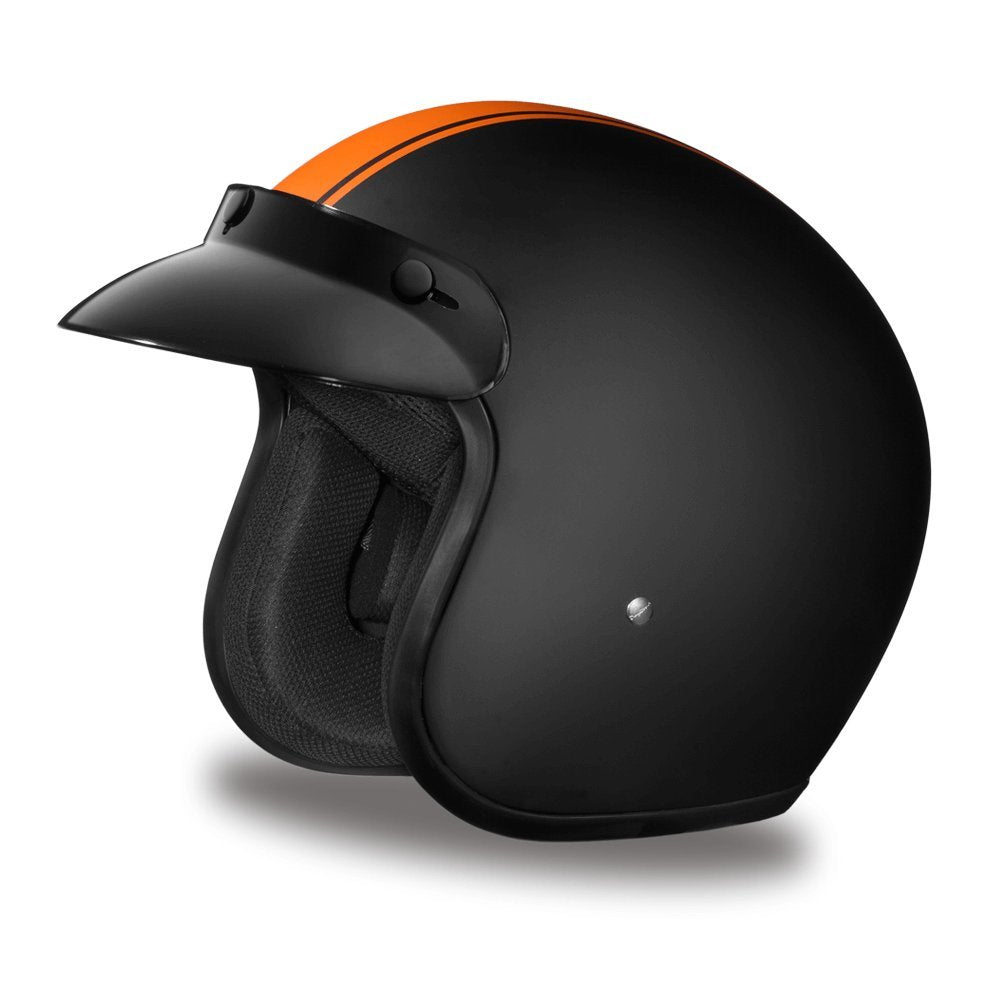 Daytona Helmets 3/4 Shell Open Face Motorcycle Helmet [Orange Pin Stripe] [XS]