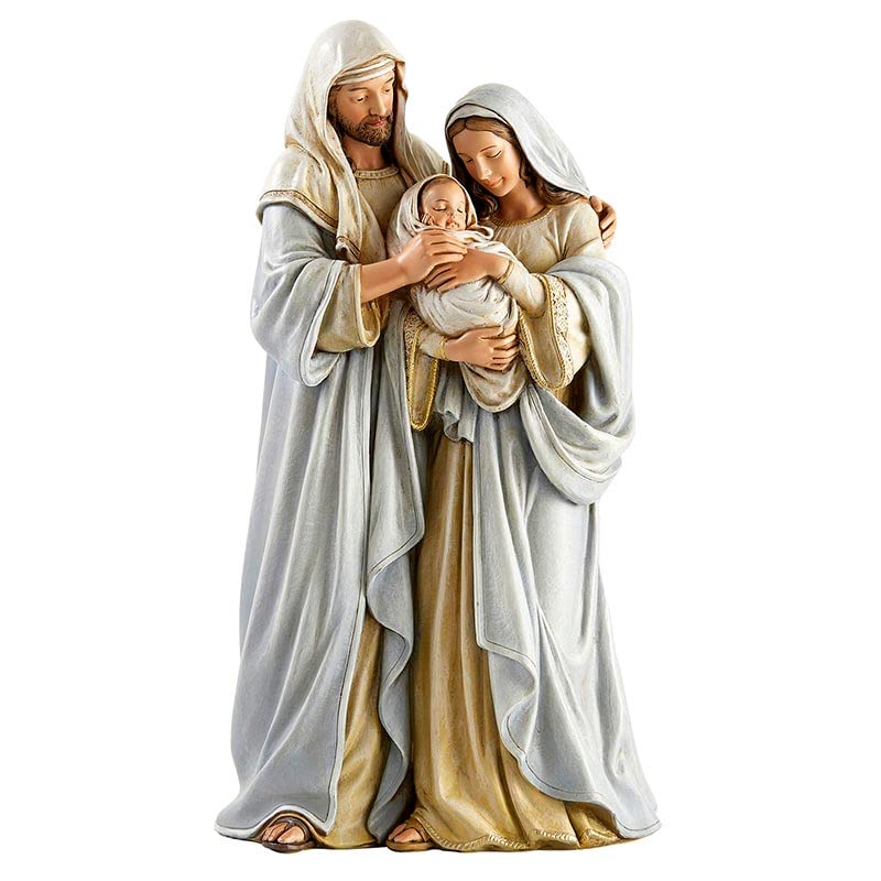 Avalon Gallery Christmas Figurines - Christmas Figurines - Joseph and Mary with Jesus Tabletop Centerpiece Nativity Figurine, 12-Inch, Adoring Family