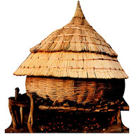 H13554 South Sudan African Straw Round Hut Godjo Rondavel Shelter Fantasy Orc Orcish Cardboard Cutout Standee Standup