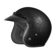 Daytona Helmets 3/4 Shell Open Face Motorcycle Helmet – DOT Approved [Black Metal Flake] [S]