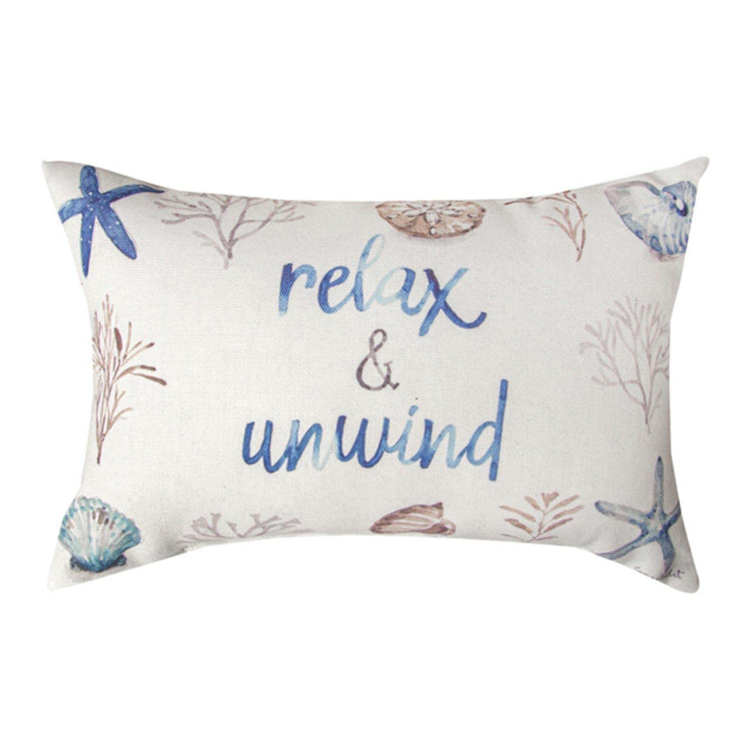 Manual Woodworkers Blue Escape Coastal Word Pillow