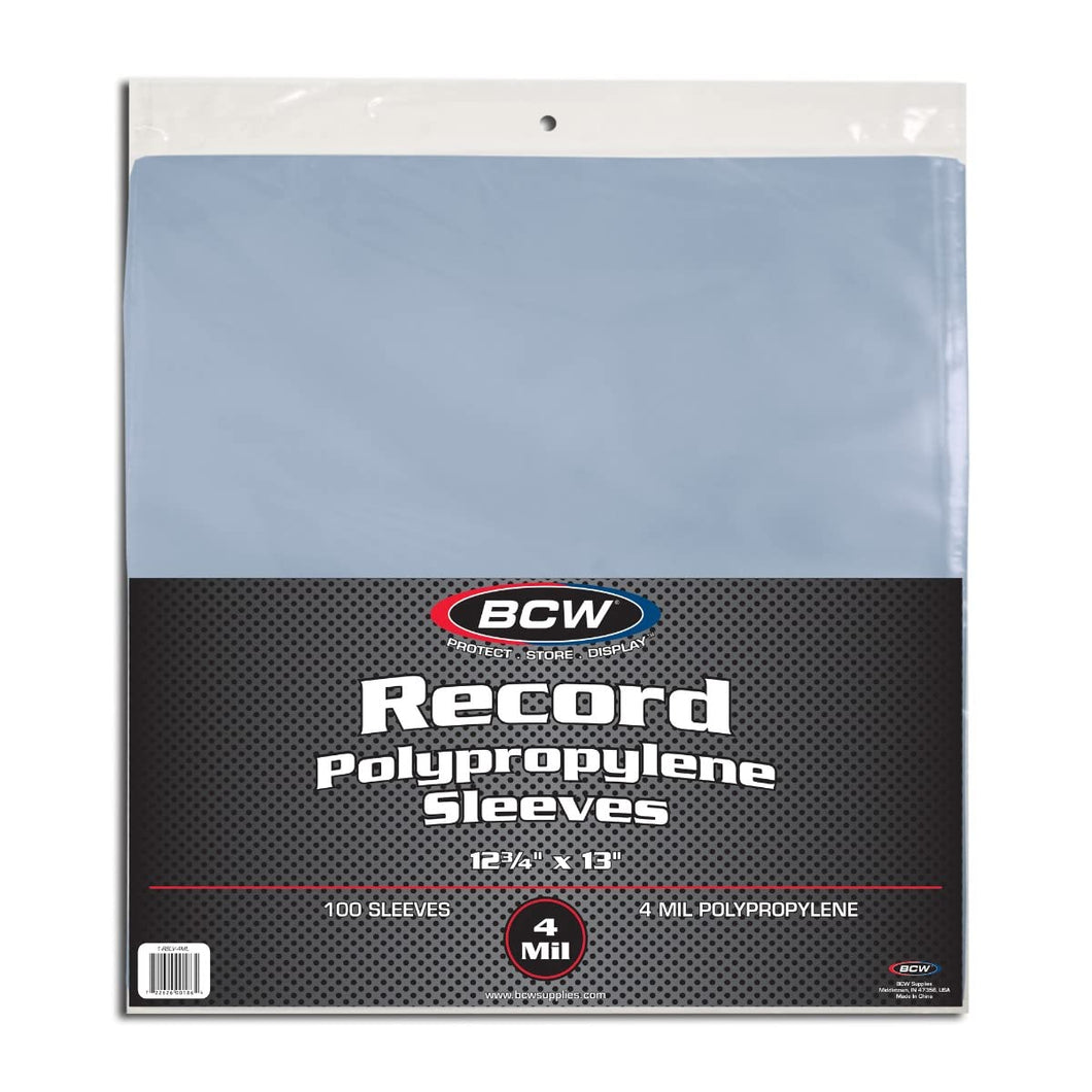 BCW 4 Mil Record Sleeves (12 Inch) - 100 ct | Clear Polypropylene Vinyl Album Protectors for 33 1/3 RPM | Archival Quality, Acid-Free | Premium Outer Sleeves for Storage of Your Vinyl Collection