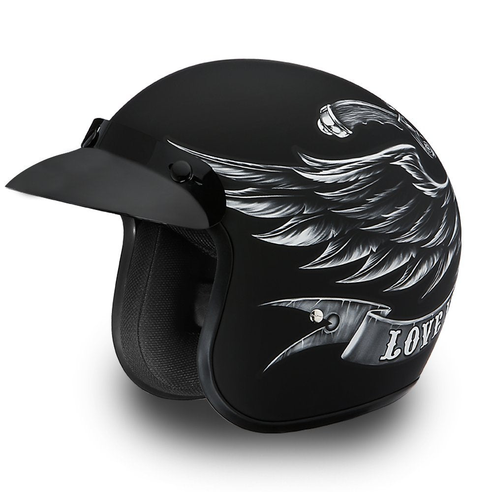 Daytona Helmets 3/4 Shell Open Face Motorcycle Helmet DOT Approved [Love It] [XS]