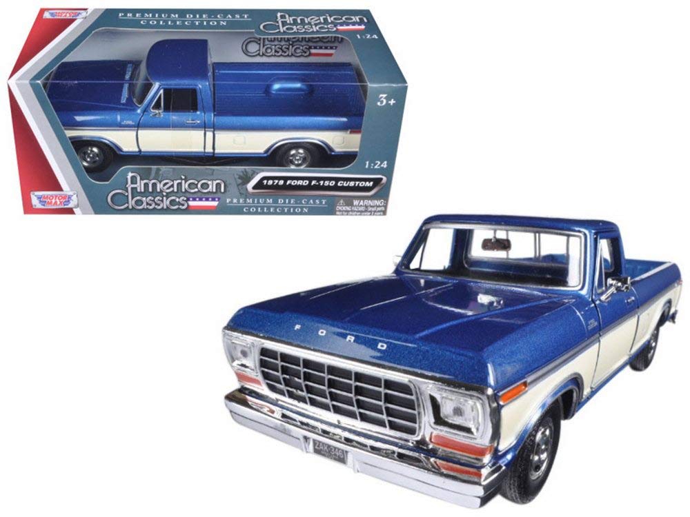 Motormax 1979 Ford F-150 Pickup Truck 2 Tone, Blue with Cream 79346AC-BLCRM - 1/24 Scale Diecast Model Toy Car