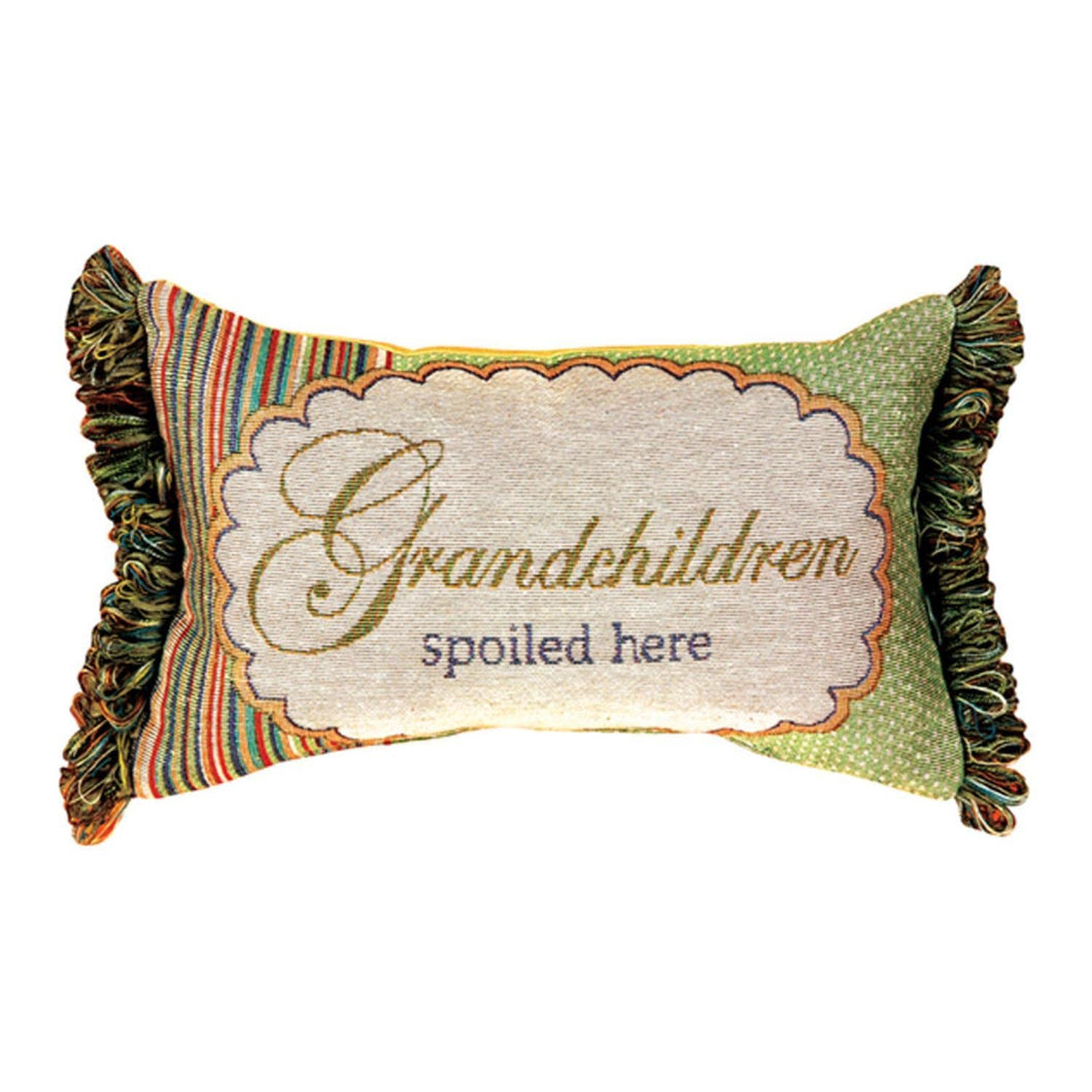 Manual Woodworkers 12.5 x 8.5-Inch Decorative Throw Pillow, Grandchildren Spoiled Here