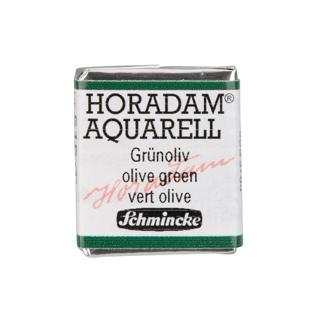 Schmincke - HORADAM® AQUARELL - Finest Artists' Watercolors, 515 Olive Green, 14 515 044, 1/2 pan