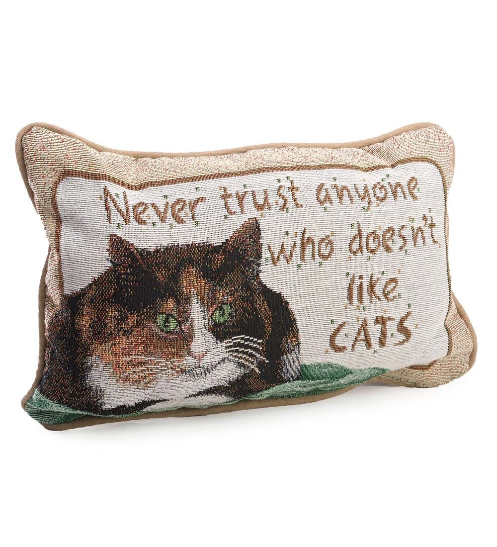 Manual Woodworkers Never Trust Cats 12.5 x 8.5-Inch Decorative Throw Pillow