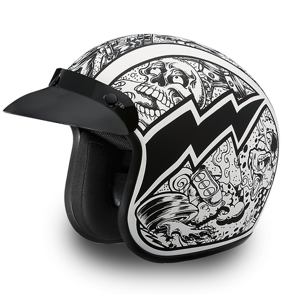 Daytona Helmets 3/4 Shell Open Face Motorcycle Helmet [Graffiti] [XS]