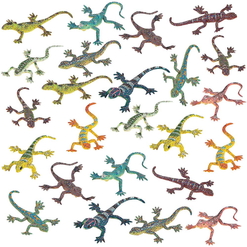 Shiny Glitter Lizards - Toys, Party Favors and Easter Basket Stuffers - Bulk Set of 24 Pieces