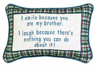 Manual Woodworkers I Smile I Laugh/Brother 12.5 x 8.5-Inch Decorative Throw Pillow