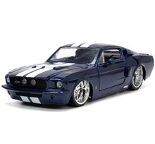 Load image into Gallery viewer, 1967 Shelby GT500 Dark Blue Metallic with White Stripes Bigtime Muscle Series 1/24 Diecast Model Car by Jada 33865
