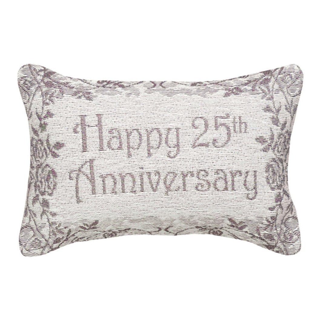 Manual Woodworkers Woodworker Pillow-Happy 25th Anniversary-Gold (12.5 X 8.5)