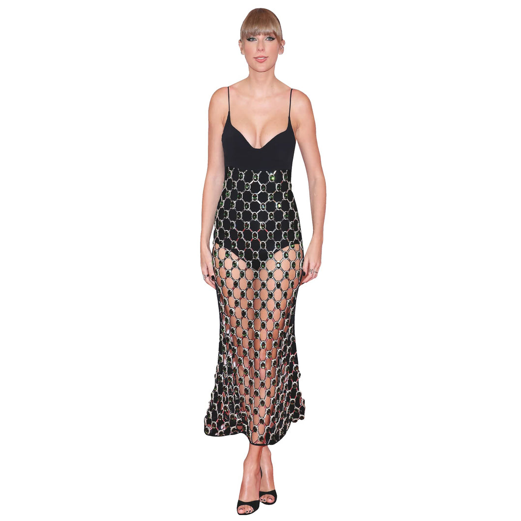 SP12729 Swift Taylor Hot Black Emerald Dress Cardboard Cutout Standee Standup