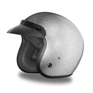 Daytona Helmets 3/4 Shell Open Face Motorcycle Helmet – DOT Approved [Silver Metal Flake] [L]