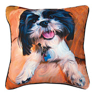 Manual Woodworkers Shih Tzu Baby Paws and Whiskers Decorative Square Pillow, 18-Inch