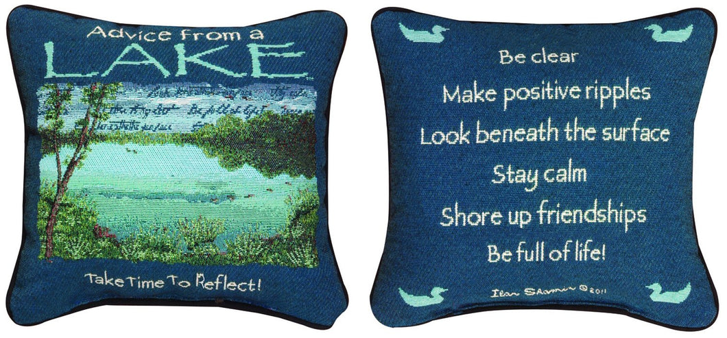 Manual Woodworkers The Lodge Collection Reversible Throw Pillow, 12.5 X 12.5-Inch, Advice from a Lake X Your True Nature