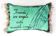 Manual Woodworkers 12.5 x 8.5-Inch Decorative Embroidered Word Pillow with Fringe, Friends are Angels