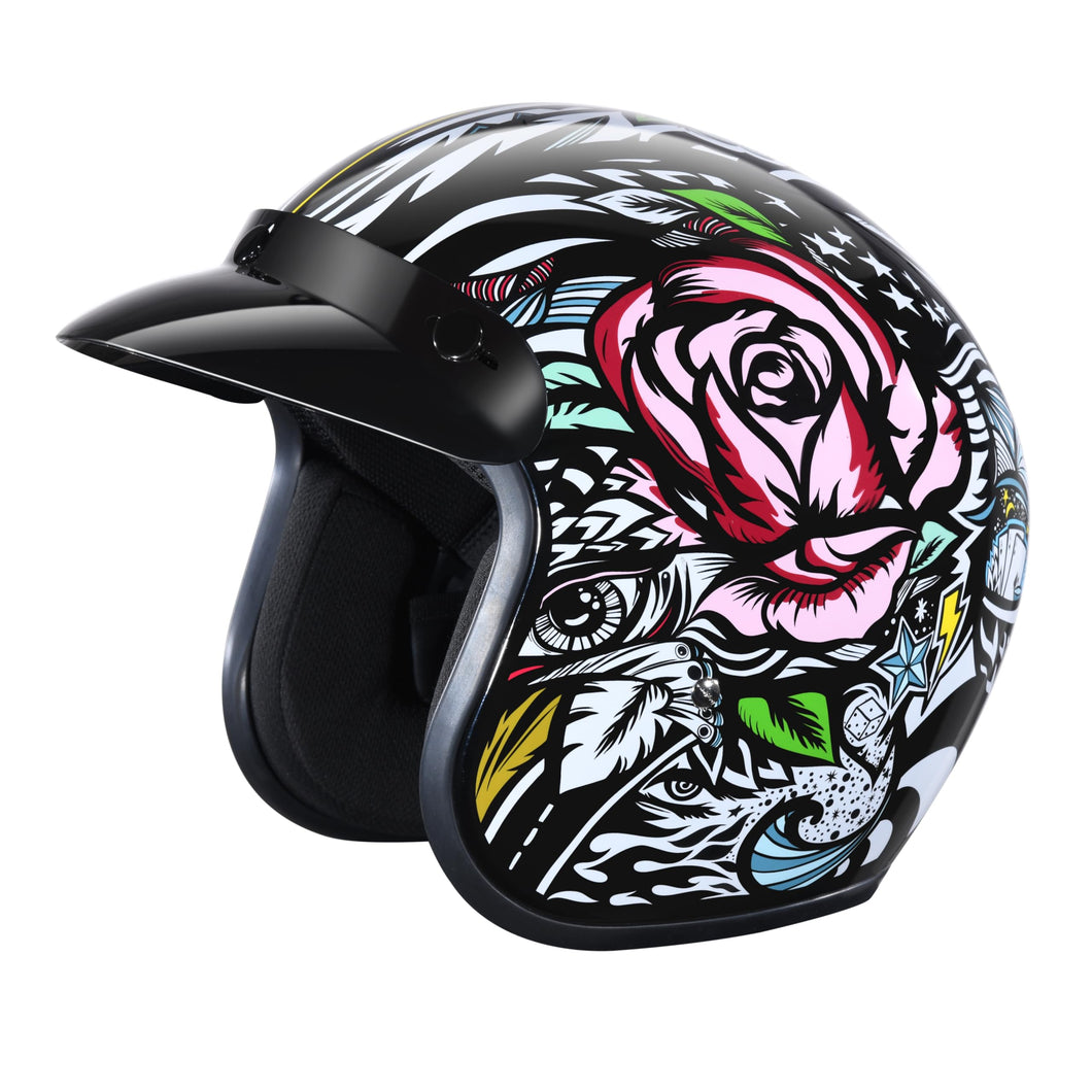 D.O.T. DAYTONA CRUISER HELMET- W/ TRIBAL- XS