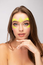 Load image into Gallery viewer, Neon UV Face Jewels by Moon Glow - Festival Face Body Gems, Crystal Make up Eye Glitter Stickers, Temporary Tattoo Jewels (Intense Yellow)
