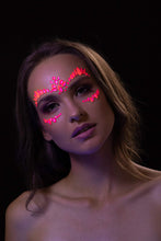 Load image into Gallery viewer, Neon UV Face Jewels by Moon Glow - Festival Face Body Gems, Crystal Make up Eye Glitter Stickers, Temporary Tattoo Jewels (Intense Pink)
