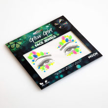 Load image into Gallery viewer, Glow in the Dark Face Jewels by Moon Glow - Festival Face Body Gems, Crystal Make up Eye Glitter Stickers, Temporary Tattoo Jewels (Glow Girl)
