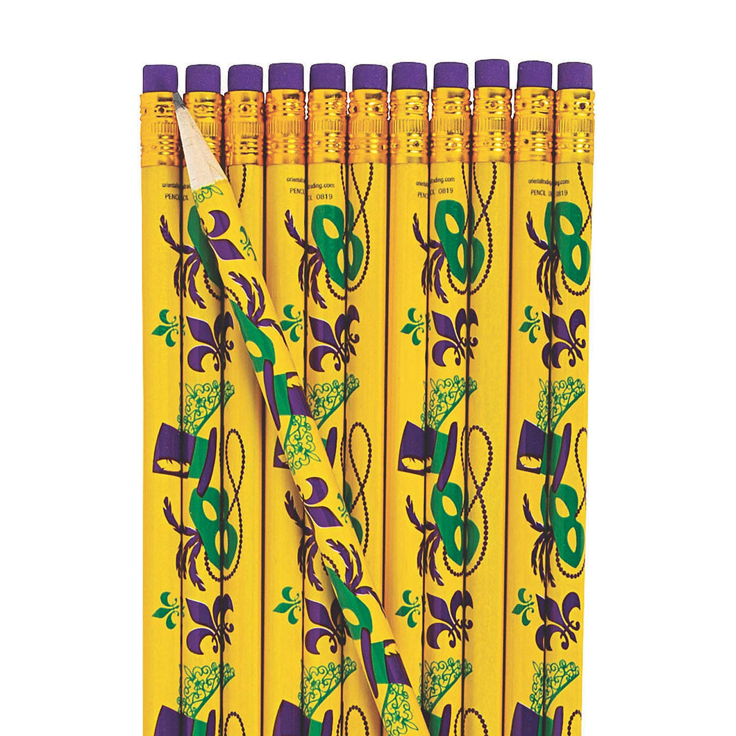 Mardi Gras Pencils - Stationery - 24 Pieces