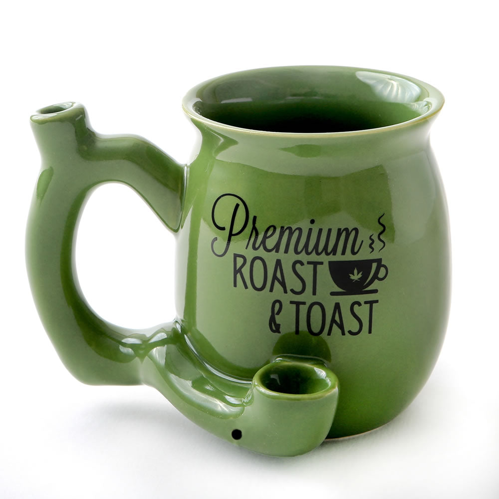 Premium Pipe Single Wall Ceramic Mug Green with Black print Cool Trendy Gift Idea Party Fashioncraft