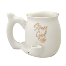 Load image into Gallery viewer, STONER GIRL WHITE WITH GOLD IMPRINT MUG ROAST &amp; TOAST Pipe MUG Gift Party Fashioncraft
