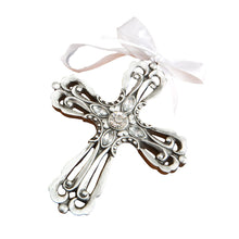 Load image into Gallery viewer, 24 Silver Toned Cross Ornament with Antique Finish from Fashioncraft Set of 24
