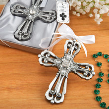 Load image into Gallery viewer, 24 Silver Toned Cross Ornament with Antique Finish from Fashioncraft Set of 24
