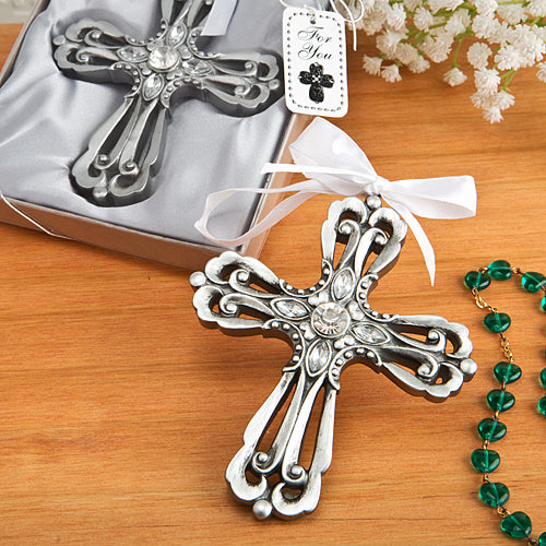 24 Silver Toned Cross Ornament with Antique Finish from Fashioncraft Set of 24