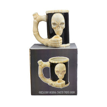 Load image into Gallery viewer, SKULL &amp; BONES Ceramic Pipe Mug Cool Trendy Gift Party Fashioncraft
